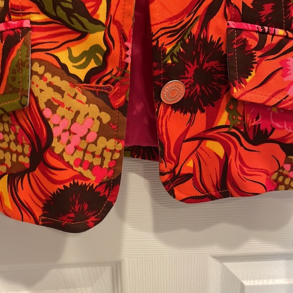 Dolce & Gabbana D&G Vintage Neon Orange and Pink Floral Blazer Summer Spring - Picture 15 of 16